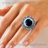 Silver and jet ring
