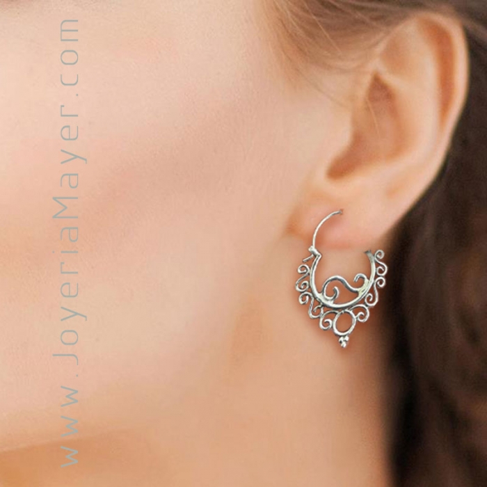 Pendientes tradicionales de plata aros da Fonsagrada