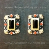 Silver, gold and jet earrings
