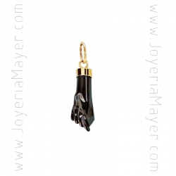 Hand talisman pendant gold and jet