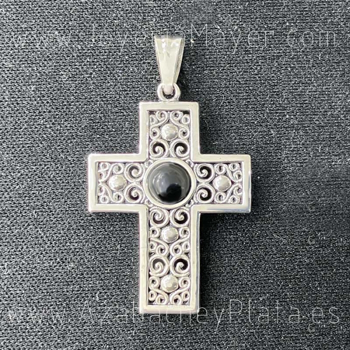 Silver cross and jet