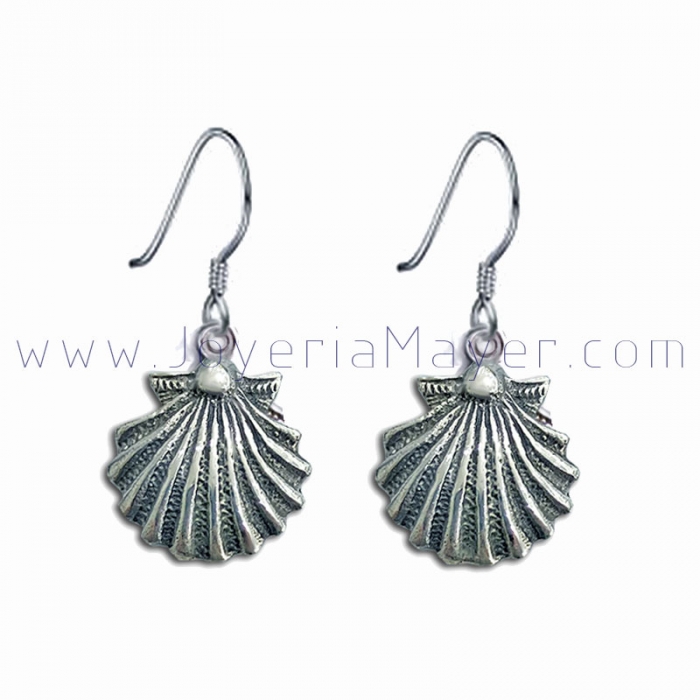 Pendientes de plata concha de Compostela