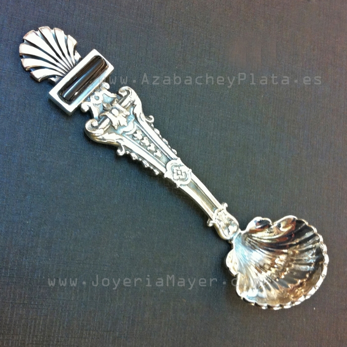 Cuchara cacillo de azabache y plata