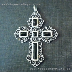 Silver and jet cross