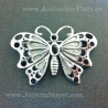 Broche mariposa de plata y azabache