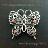 Silver and jet brooch