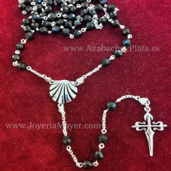 Jet and silver ball rosary