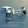 Silver and jet cufflinks