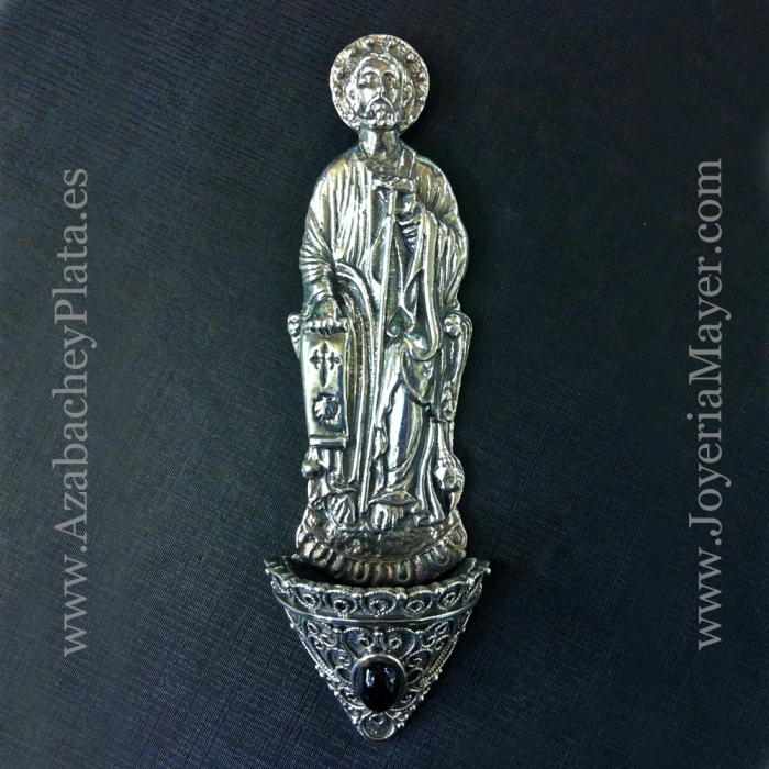 Silver and jet Holy water font of Saint James