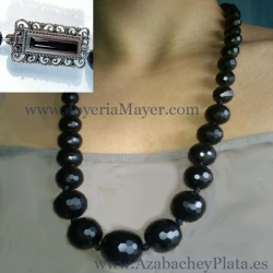 Jet and silver ball necklace
