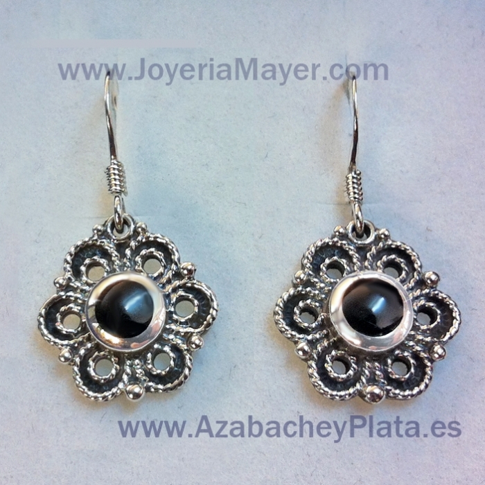 Pendientes de plata y azabache 