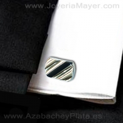 Silver and jet cufflinks