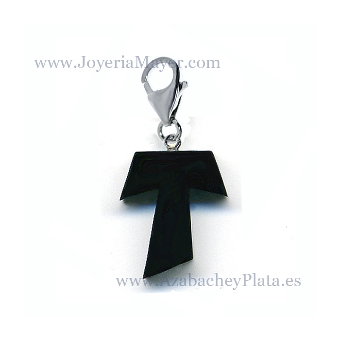 Charm cruz tau de plata y azabache 