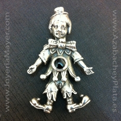 Colgante arlequin de plata y azabache