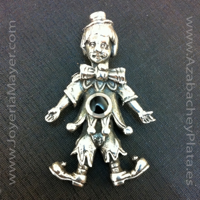 Colgante arlequin de plata y azabache