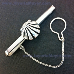 Compostela shell silver tie clip