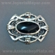Silver and jet brooch