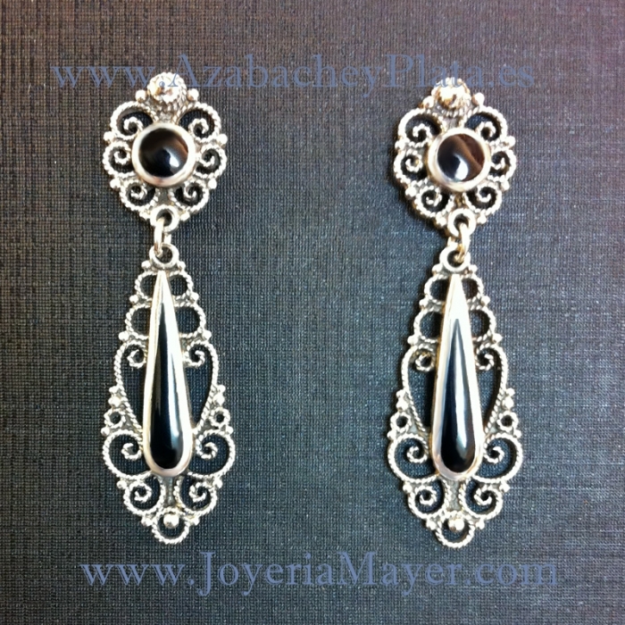 Pendientes de plata y azabache