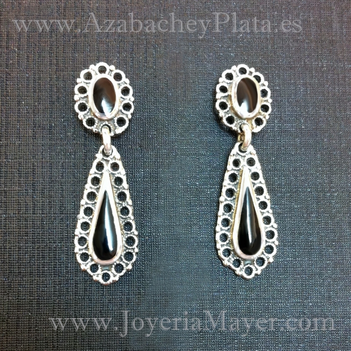 Pendientes de plata y azabache