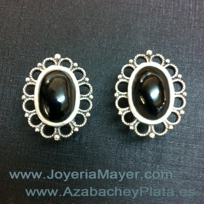 Silver and jet earrings