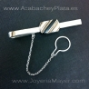 Silver and jet stone tie clip