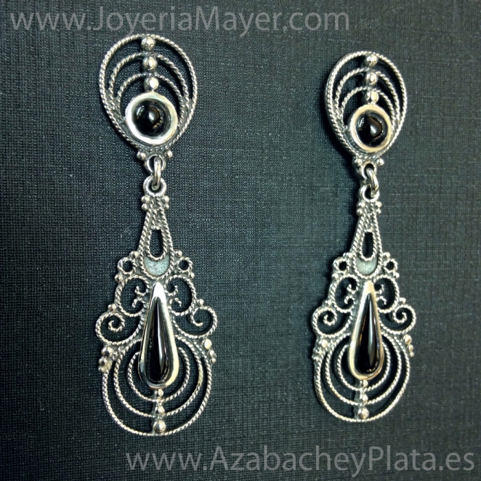 Pendientes de plata y azabache 