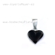 Silver and jet heart pendant