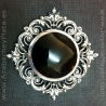Silver and jet brooch