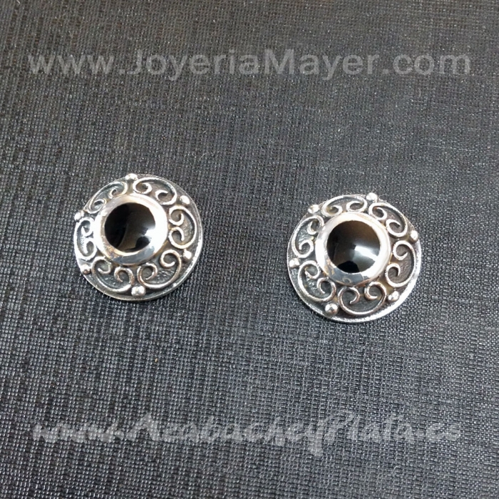 Pendientes de plata y azabache