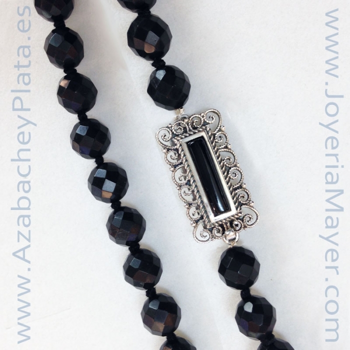 Jet and silver ball necklace