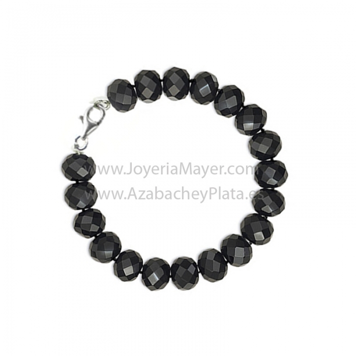 Pulsera de bolas de azabache y plata