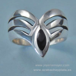 Anillo de plata y azabache 