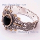 Bracelet silver and gold filigree with jet