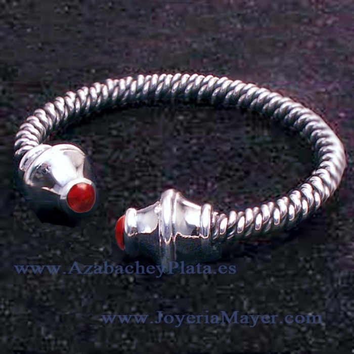 Celtic bracelet sterling silver and coral