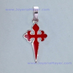 cruz de Santiago de plata roja