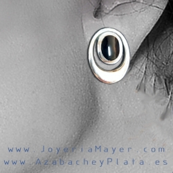 Silver and jet earrings