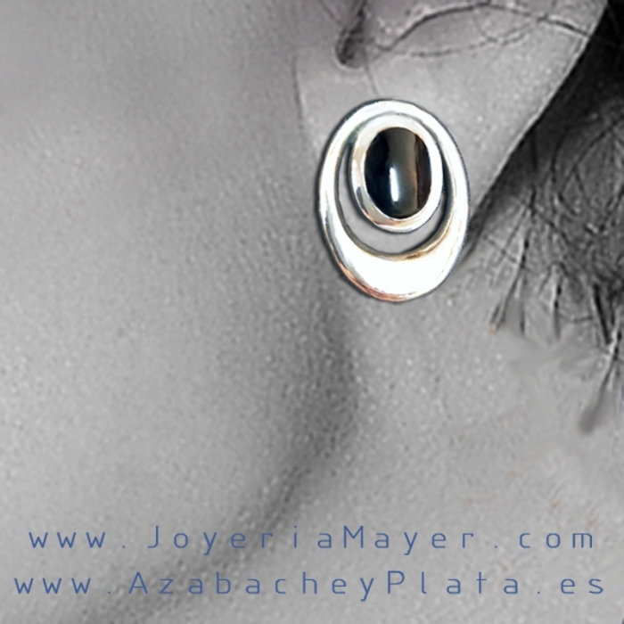 Silver and jet earrings