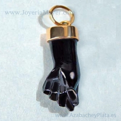 Hand talisman pendant gold and jet