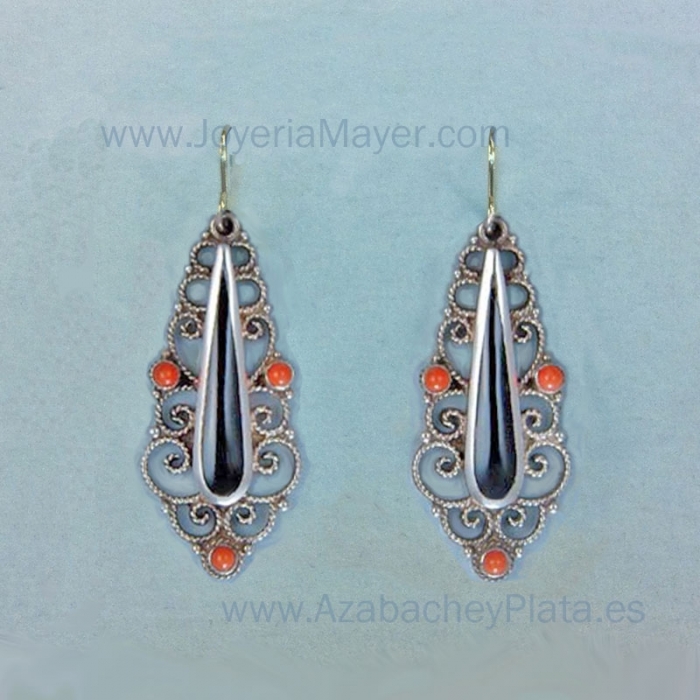 pendientes de filigrana de plata y azabache