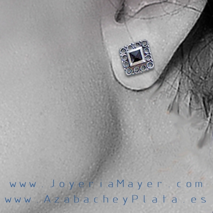 pendientes de plata y azabache